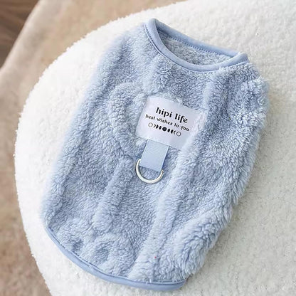 Autumn winter dog clothes Can Pull Simple Solid Color Two-legged Down Jacket Cat Warm Vest Pet Clothing