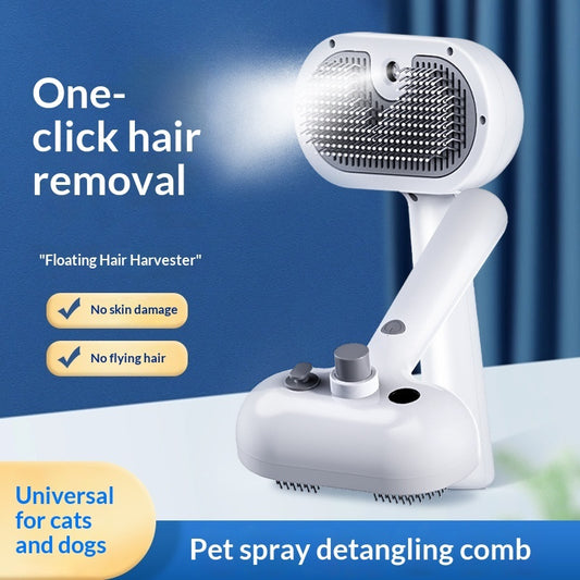 Pet Spray Comb - One-Click Hair Removal Grooming Brush for Cats & Dogs